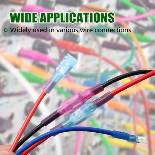 Twidec/100PCS Heat Shrink Spade Connectors Kit 22-10 AWG Female and Male Spade Terminlas Quick Disconnect Connectors Fully Insulated for Automotive Marine and Wire Crimper Tool with Stripper Cutter - color: 100PCS+Crimper Tool