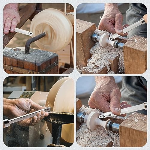 SainSmart 4 PCS Carbide Wood Lathe Turning Tool Set, Diamond, Round, and Square Replaceable Carbide Inserts, Ergonomic Wood Handle, for Turning Pens or Projects, One Wooden Storage Case