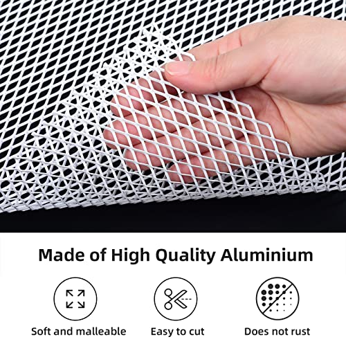 AggAuto Universal 40"x13" Car Grill Mesh 6x12mm Rhombic Hole White - size: 6x12mm Rhombus - White