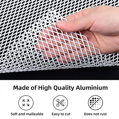 AggAuto Universal 40"x13" Car Grill Mesh 6x12mm Rhombic Hole White - size: 6x12mm Rhombus - White