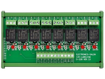 Electronics-Salon DIN Rail Mount 8 SPDT Power Relay Interface Module. (Operating Voltage: DC 24V)