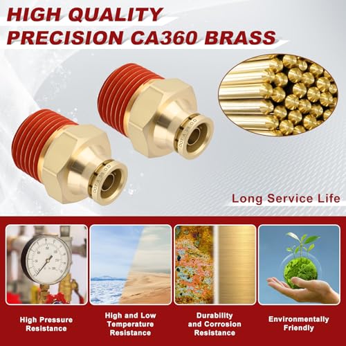 DOT Approved Male Straight Brass Union 3/8" Tube x 1/2" NPT, 10PCS - size: 3/8" OD x 1/2" NPT