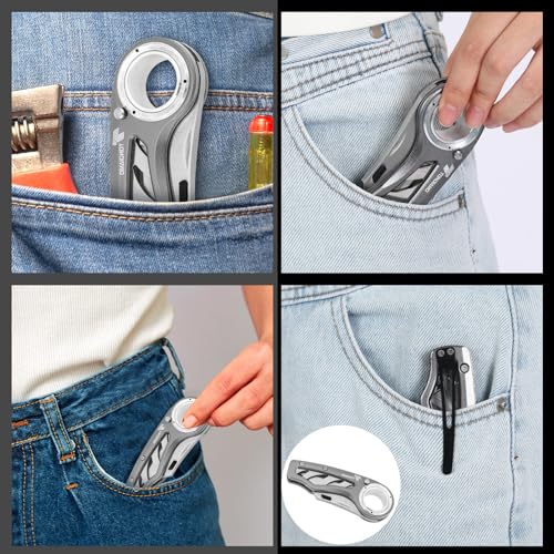 Tondiamo 2 Pcs Folding Pocket Utility Knife Box Cutter, Gray - color: Gray