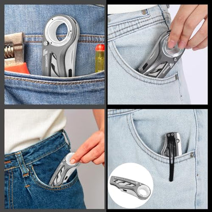 Tondiamo 2 Pcs Folding Pocket Utility Knife Box Cutter, Gray - color: Gray