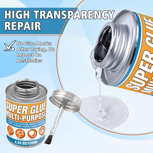 Bondtech Super Glue with Brush 130ml, Super Glue All Purpose, Strong Superglue Gel for Wood, Ceramic, Leather, Plastic, DIY Crafts & Industrial Repairs (4.4 oz)