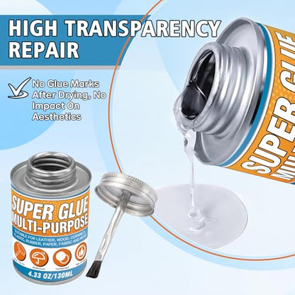 Bondtech Super Glue with Brush 130ml, Super Glue All Purpose, Strong Superglue Gel for Wood, Ceramic, Leather, Plastic, DIY Crafts & Industrial Repairs (4.4 oz)