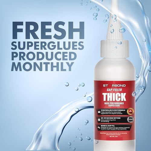 Starbond Thick Super Glue Pro Kit (2 oz) – Gap-Filling CA Glue (Cyanoacrylate Adhesive) – with Clog-Resistant Cap, Microtips & Extra Nozzle for Woodworking, Crafts, Carpentry, Archery Fletching - size: 2 ounce