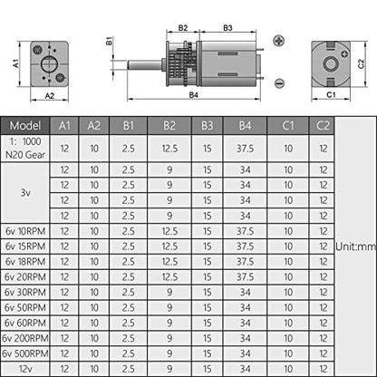 Fielect DC 3V 30RPM Mini Metal Gearwheel Micro Speed Reduction Motor Mini Gear Box Motor GA12-N20 - size: DC 3v 30RMP