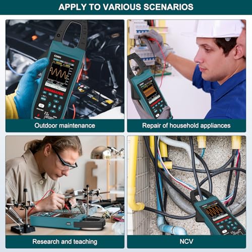 HANMATEK 3-in-1 AC/DC Clamp Meter & Oscilloscope,5MS/s High Sampling Rate,1MHz Bandwidth,600A &1000V AC/DC Current & Voltage Detection,Resistance,Capacitance,Continuity Test,NCV,Data Logging-CO601