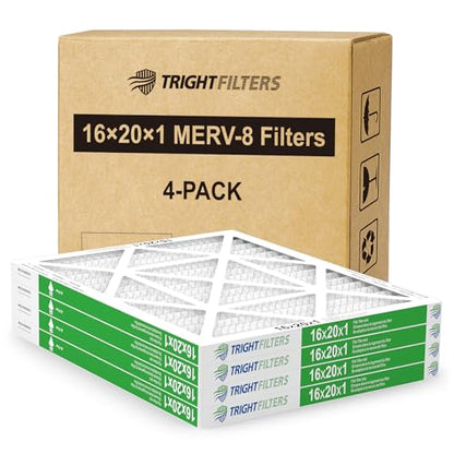 TRIGHTFILTERS 16x20x1 Air Filter 4 Pack, MERV 8 Filter Replacement - size: 16x20x1-4pack