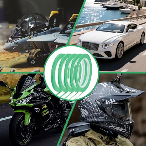 BENECREAT 5 Rolls 5 Styles Fine Line Tape, High-Temp PVC Fine Line Fineline Masking Tape, Automotive Paint for Curves Green, 1/13, 1/8, 5/32, 1/5, 1/4 Inch - color: Green