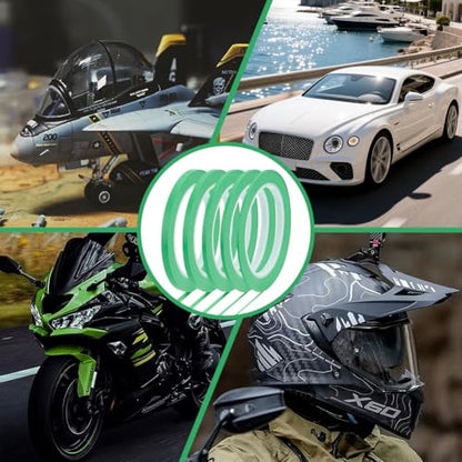 BENECREAT 5 Rolls 5 Styles Fine Line Tape, High-Temp PVC Fine Line Fineline Masking Tape, Automotive Paint for Curves Green, 1/13, 1/8, 5/32, 1/5, 1/4 Inch - color: Green