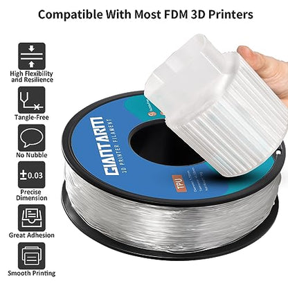 GIANTARM 95A TPU 3D Printer Filament 1.75mm, 1kg Spool, Clear, +/- 0.03mm - color: Tpu-clear