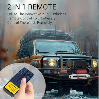 10000lbs Electric Winch 12V, IP67 Waterproof Off-Road Truck Winch with 85ft 7/20" Steel Cable & Wireless Handheld Remote, Heavy-Duty Power Winch for Towing UTV ATV SUV 4x4 Off Road Vehicle - color: Red, 10000lbs