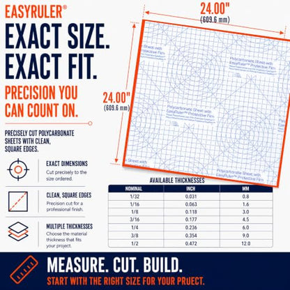 Polycarbonate Sheet 24 x 24 x 1/4 0.236" Clear Plastic, Replaces Plexiglass