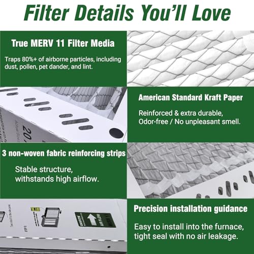 MERV 11 Pleat Air Filter Compatible with Trane FLRQB5AH23M11 QuikBox, 22.7"x20.7"x4.7", 2-Pack