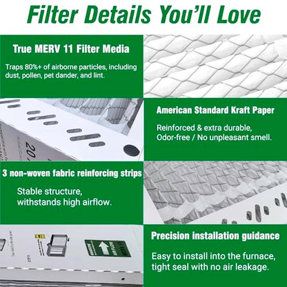 MERV 11 Pleat Air Filter Compatible with Trane FLRQB5AH23M11 QuikBox, 22.7"x20.7"x4.7", 2-Pack