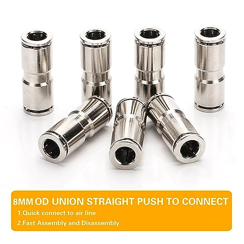 8mm Union Straight Push to connect fittings Stainless Steel Pneumatic Push Connectors,CEKER 8mm x 8mm Tube Quick Connect Fittings Air Line Fittings for 8mm Tube 2Pack - size: 8 mm, style: STRAIGHT
