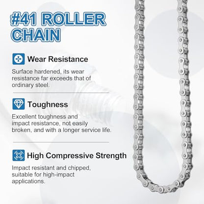 DTGN ANSI #41/ISO (DIN) 085-1 Roller Chain 10 Ft 240 Links Stainless Steel - size: #41/085-1