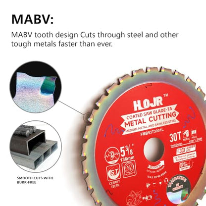 Dia 5-3/8"(136mm) 30-Tooth Arbor 20mm Metal Cutting Circular Saw Blade, for Steel and Stainless Steel,The Cutting Head uses a Special Anti-Heat Sticking Coating,FMB 5-3/8 inch 30-Tooth 20mm -TA - size: Steel 5-3/8" 30T