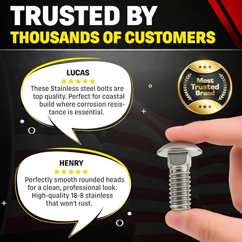 Chenango Supply 1/2-13 x 1 Stainless Carriage Bolts - size: 1/2-13 x 1"