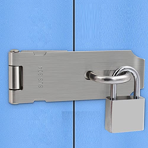 Door Hasp Padlock Latch, 4 Inch Stainless Steel Safety Clasp Hasp Lock Latch, Extra Thick Door Gate Lock Hasp with Screws, Polished Finish 2 Pack - color: Stainless Steel, size: Straight 4 Inch