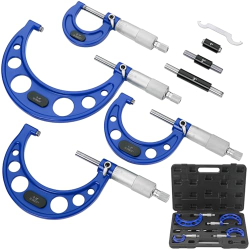 Premium Outside Micrometer Set 0-4" / 0.0001", Blue - color: Blue