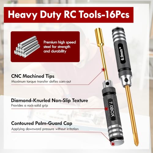 16in1 RC Tool Kit-Hex,Slotted, Socket, Phillips Screwdrivers Set - color: Gold