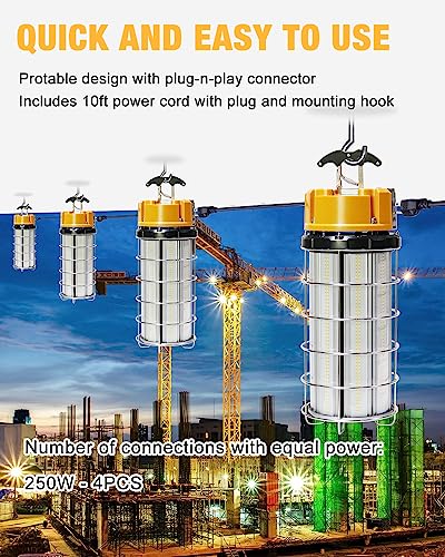 LED Temporary Work Light 250W 30000LM 5000K Construction Lights - size: 250W with 10FT Cord