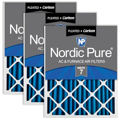 Nordic Pure 16x24x2 Pleated MERV 7 Plus Carbon Air Filters 3 Pack - style: MERV 7 + Carbon