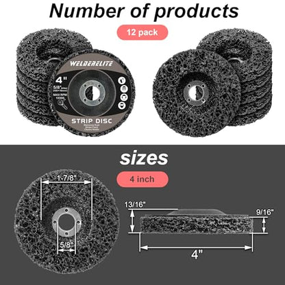 12 Pack 4" x 5/8" Grinding Discs for Angle Grinder Rust Paint Stripping Wheels, Metal & Wood Surface Cleaner-Black - style: 4 in - 12 pk