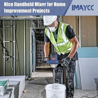 IMAYCC Handheld Cement Mixer, Portable Concrete Mixer,110V 6 Speed Mixing Drill, 2100W Drill Mixer for mud,Motar,Paint, Grout, Plaster,Thinset etc. - color: Blue