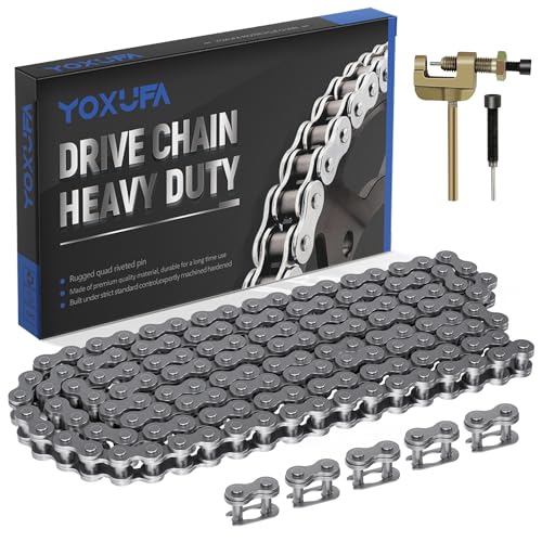 YOXUFA #35 Chain for Mini Bike Coleman CT100U CC100X Baja Doodle Bug DB30 Motovox MBX10 MBX11 Mega Moto MM-B80 105cc Predator 79cc 97cc 100cc Engine Powersports Parts with Chain Breaker - 140 Links - size: 140 Links + chain breaker