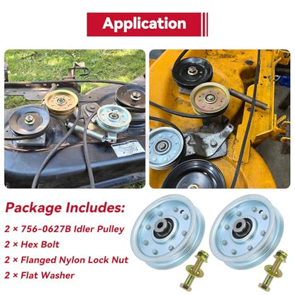 GELASKA 2 Pack 756-0627D 756-0627B Idler Pulley for Cub Cadet LT1045 LT1046 - color: A11 2x756-0627