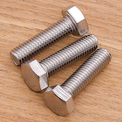 M10-1.5 x 20mm Stainless Steel Hex Bolts, 304 Stainless Steel 18-8, Hex Drive, Full Thread, Coarse Thread UNC, Plain Finish, 10 PCS - size: M10-1.5 x 20mm