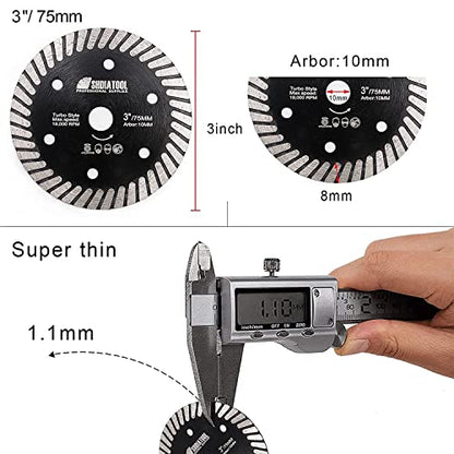 SHDIATOOL 3PCS 3-Inch Tile Diamond Saw Blade for Porcelain Ceramic 10mm - size: 3 Inch Tile