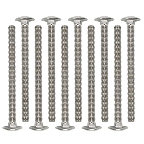 10PCS M6x80mm Carriage Bolts, Fully Threaded with Square Neck and Round Head, Metric Stainless Steel Screws Coach (Thread Diameter: M6 (6mm); Length: 80mm; Head Diameter: 16mm; Head Thickness: 3.8mm)