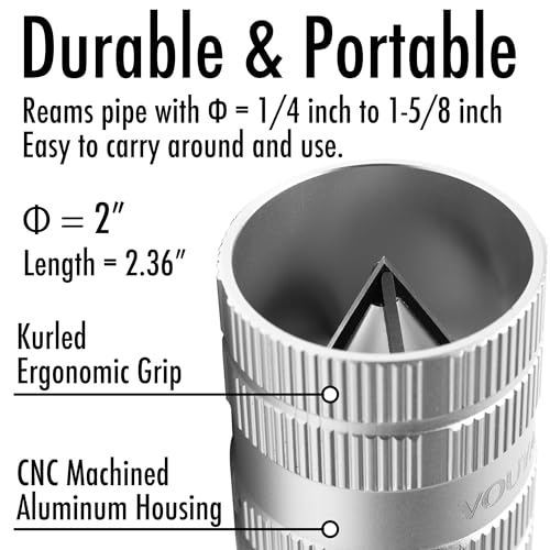 Deburring Tool for Copper Pipe, PVC Tubing, 1/4” to 1-5/8" All-metal Inner Outer Pipe Reamer, Copper Pipe Cleaner, Tube Chamfering Plumber Tool - size: Pipe Reamer