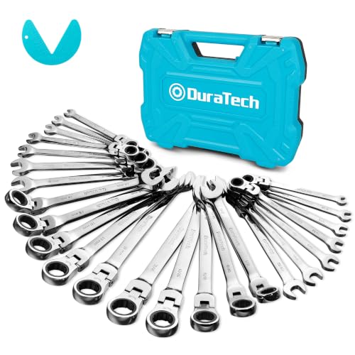DURATECH 24-Piece Flex Head Ratcheting Wrench Set, Metric & SAE, CR-V Steel - style: 24-Piece Set
