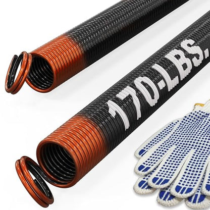 170-lbs. Garage Door Extension Spring Replacement Kit, 25'' Long, Double Loop Ends, 1 Pair, Electrophoresis Black Coated - size: 170LB - Orange