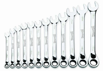 Williams MWS-12RC 12-Piece Metric Reversible Ratcheting Combination Wrench Set - size: 12-Piece, style: Ratcheting Combination Wrench Set