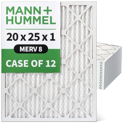 MANN+HUMMEL 20x25x1 MERV 8 Pleated 1" AC Furnace Air Filter. Case of 12 - style: 20 x 25 x 1