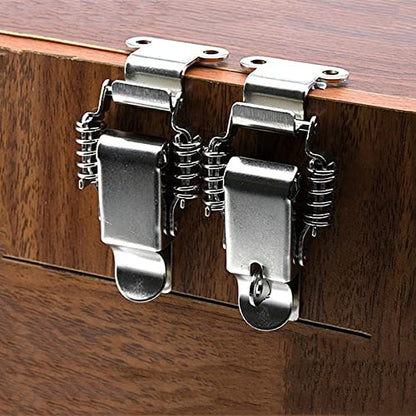 NRC&XRC Stainless Steel All in one Double Spring Locking Latch hasps Chest Toggle Catch Clasp Furniture Hardware Accessories w/Screws (2, L), DK 7789L-2 - size: Large
