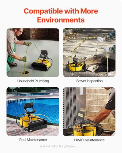 VEVOR Sewer Camera, 98.4 ft/30 m, 4.3" Pipe Drain Inspection Camera with DVR Function and LED Lights, Waterproof IP68 Borescope, Industrial Endoscope for Home Wall Duct Drain Pipe Plumbing - size: 98ft/30m, style: 4.3'' Screen with DVR Function