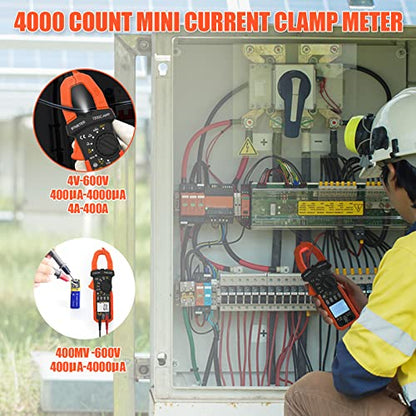 BTMETER Digital Clamp Meter Multimeter, Auto Range 4000 TRMS AC DC Voltmeter Ammeter Test Volt Amp Ohm Capacitance Frequency w/Data Export, Mini Multi Tester BT-7200CAPP - color: 400A AC/4000uA DC Current + Bluetooth
