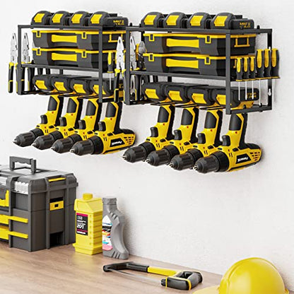 SPACECARE Power Tool Organizer- 2 Pack 3 Layers Rack for 8 Drill Holders - style: 4 Drill Holders B