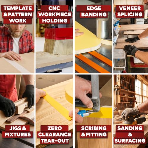 XFasten Bulk Double Sided Woodworking Tape 1-inch 1,296-Feet Total (12-Pack) Residue-Free Woodworking Tool for CNC Routing Machine, Removable Double Sided Tape for Woodworking Router Template - size: 1 Inch x 36 Yards (12 Pack)