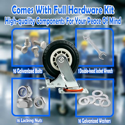 5 inches Heavy Duty Caster,Set of 4,Solid Rubber Swivel Casters - size: 5 inches