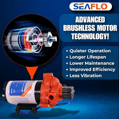 SEAFLO 33W Series 115V AC, 3.0 GPM, 45 PSI Brushless Automatic Demand Diaphragm Water Pressure Pump – Ultra Quiet Operation, Self-Priming, Overload Protection, NSF & UL Certified- 4 Year Warranty! - style: 115V - 3.0 GPM - 45 PSI