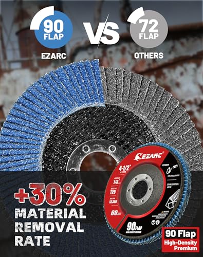 EZARC Zirconia Flap Discs 60 Grit High Density, 4.5x7/8", Type 29, 12-Pack - size: 60 GRIT, style: High Density Version